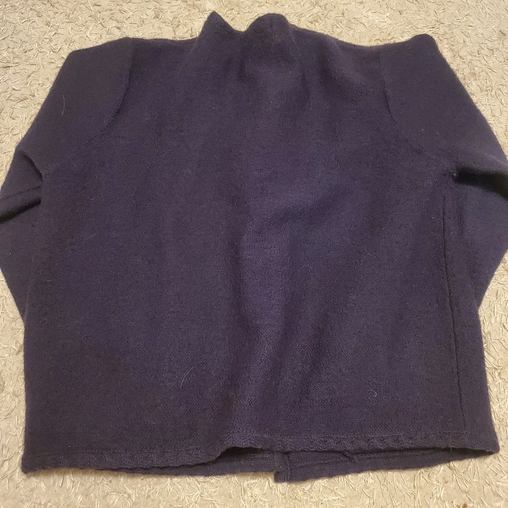 Navy 100% Pure Wool Cardigan - Picture 6 of 7